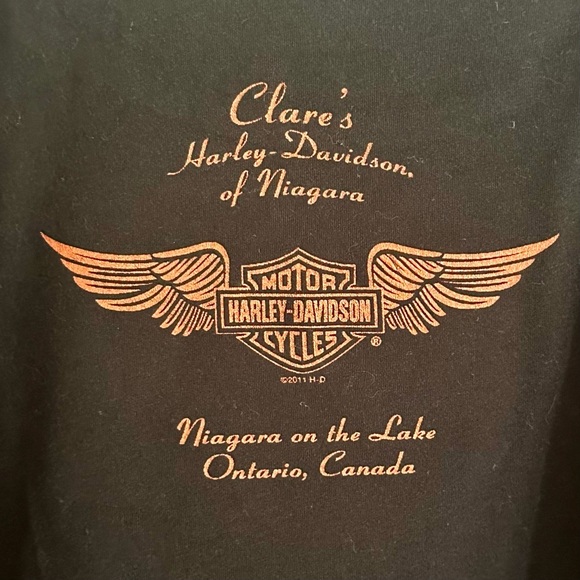 🧡 Harley-Davidson Niagara Canada Winged Black and Orange Women's Long Sleeve Tee - Picture 2 of 5